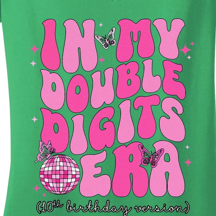 In My Double Digits Era 10th Birthday Version Women's V-Neck T-Shirt