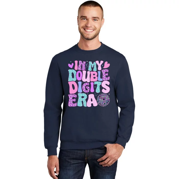 In My Double Digits Era Retro 10 Year Old 10th Birthday Girl Tall Sweatshirt