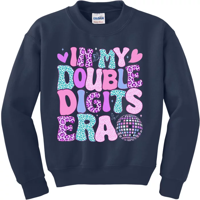 In My Double Digits Era Retro 10 Year Old 10th Birthday Girl Kids Sweatshirt