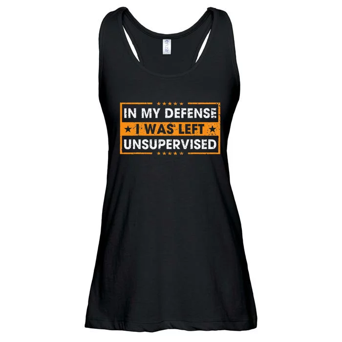 In My Defense Left Unsupervised Retro Funny Ladies Essential Flowy Tank