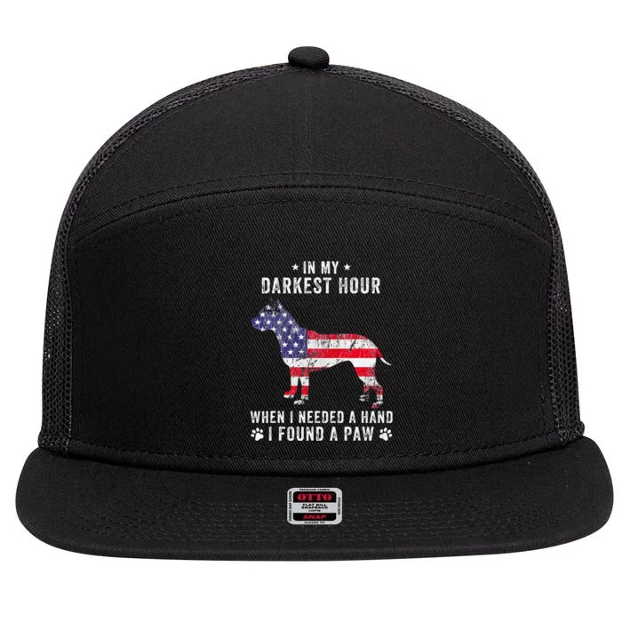 In My Darkest Hour I Found A Paw Funny Pit Bull Owner Lover 7 Panel Mesh Trucker Snapback Hat