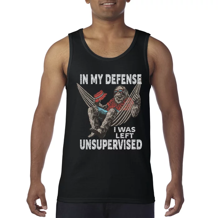 In My Defense I Was Left Unsupervised Graphic Funny Saying Tank Top