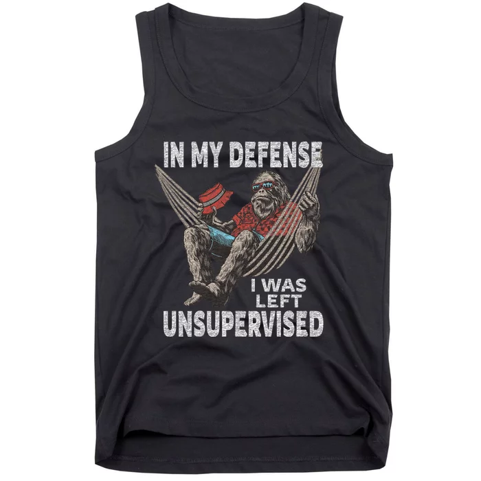 In My Defense I Was Left Unsupervised Graphic Funny Saying Tank Top