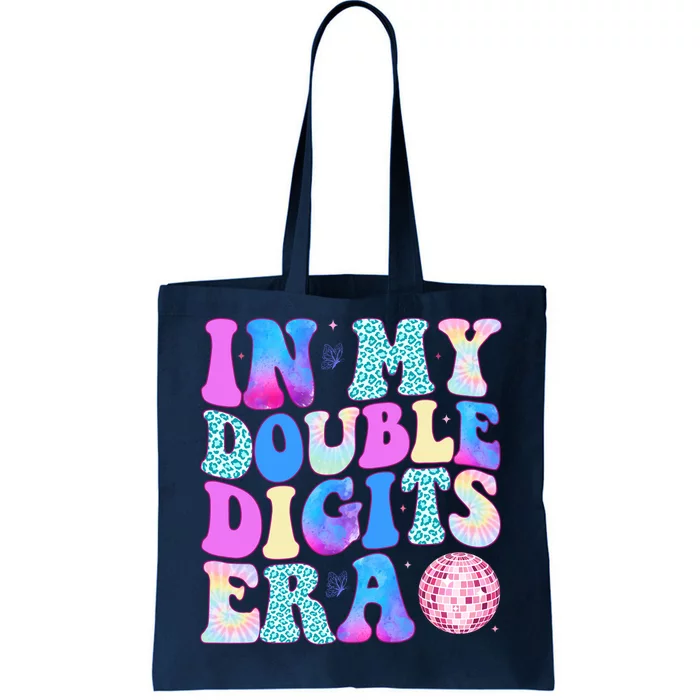 In My Double Digits Era 10 Year Old 10th Birthday Disco Tote Bag