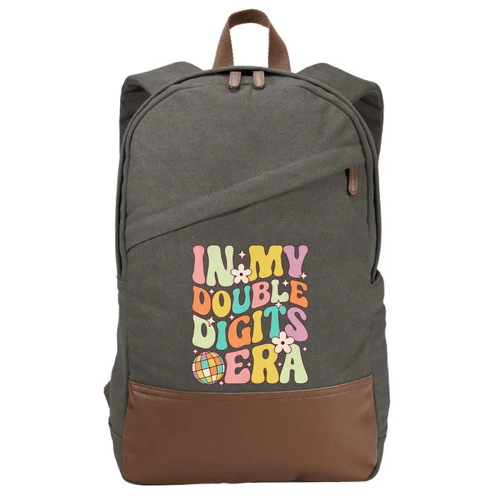 In My Double Digits Era Retro 10 Year Old 10th Birthday Cotton Canvas Backpack