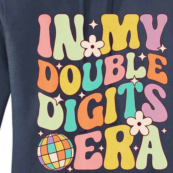 In My Double Digits Era Retro 10 Year Old 10th Birthday Women's Pullover Hoodie