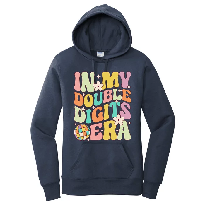 In My Double Digits Era Retro 10 Year Old 10th Birthday Women's Pullover Hoodie