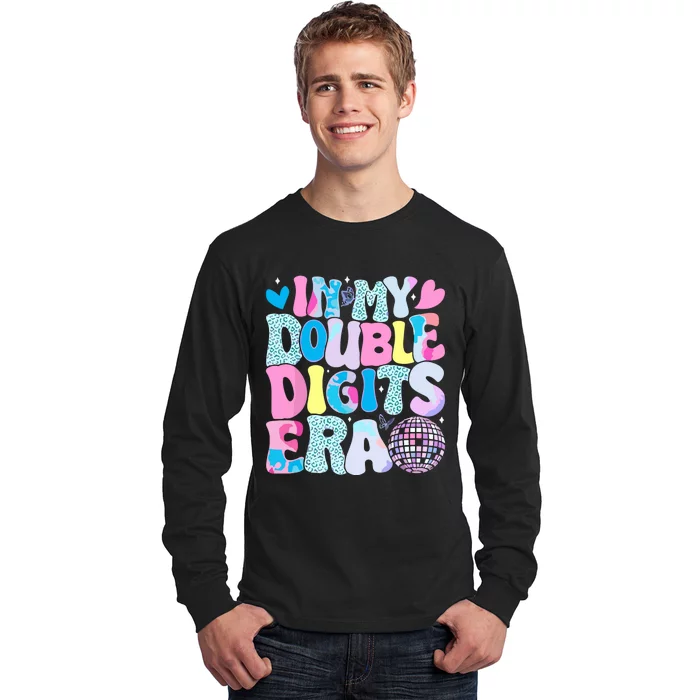 In My Double Digits Era Retro 10 Year Old 10th Birthday Girl Long Sleeve Shirt