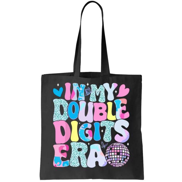 In My Double Digits Era Retro 10 Year Old 10th Birthday Girl Tote Bag