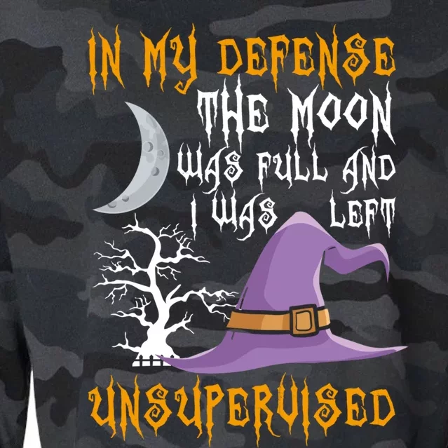 In My Defense The Moon Was Full Witch Gift Cropped Pullover Crew