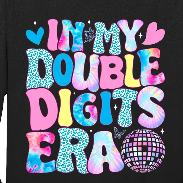 In My Double Digits Era Retro 10 Year Old 10th Birthday Girl Long Sleeve Shirt