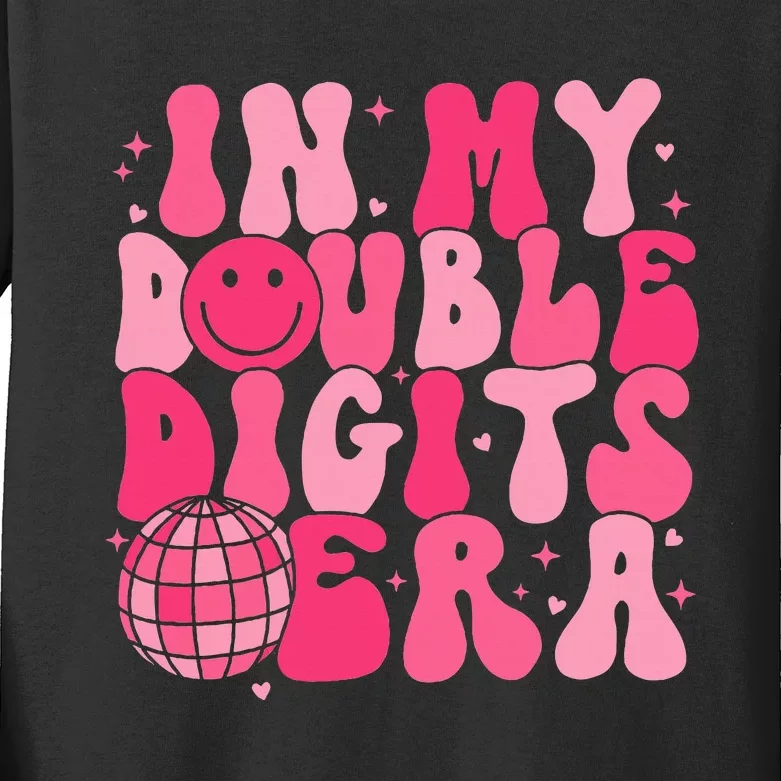 In My Double Digits Era Happy 10th Birthday Groovy Girl Kids Long Sleeve Shirt