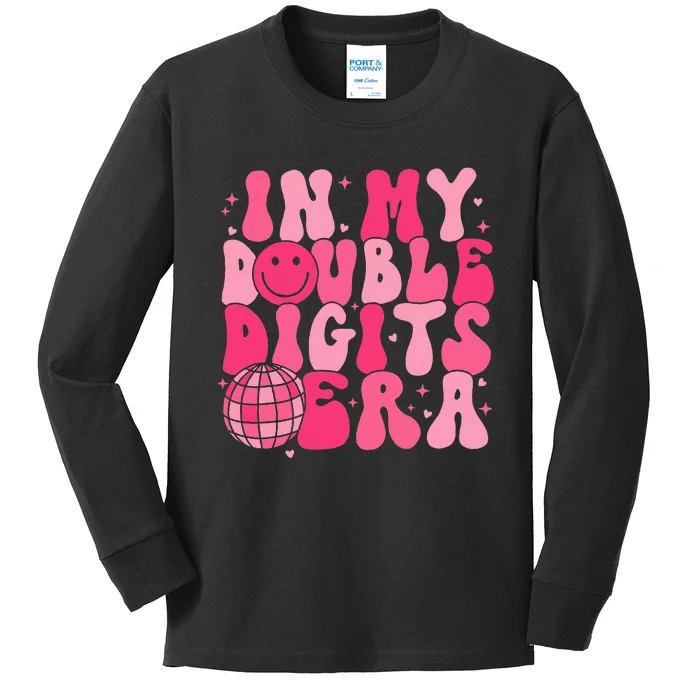 In My Double Digits Era Happy 10th Birthday Groovy Girl Kids Long Sleeve Shirt