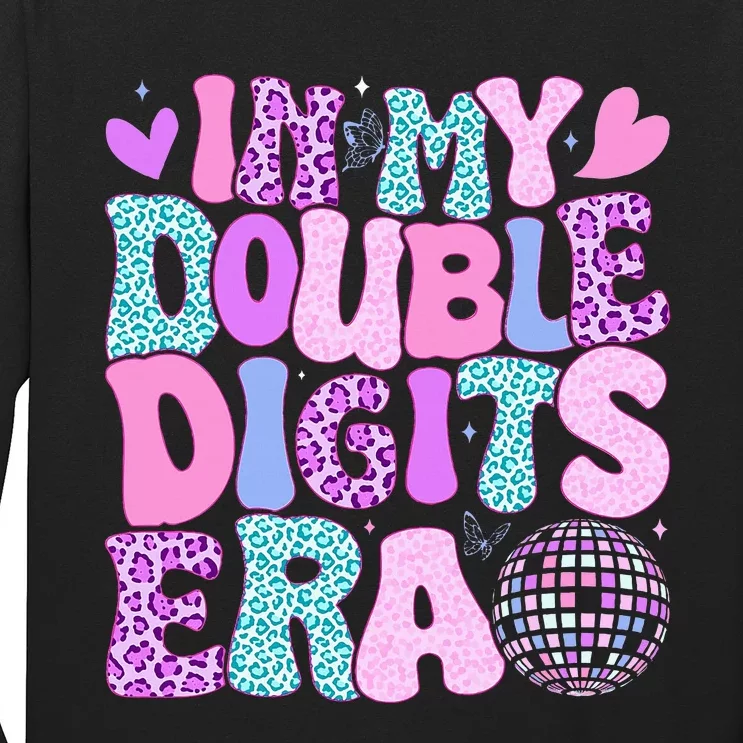 In My Double Digits Era Retro 10 Year Old 10th Birthday Girl Long Sleeve Shirt