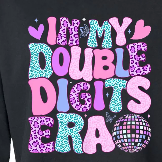 In My Double Digits Era Retro 10 Year Old 10th Birthday Girl Cropped Pullover Crew