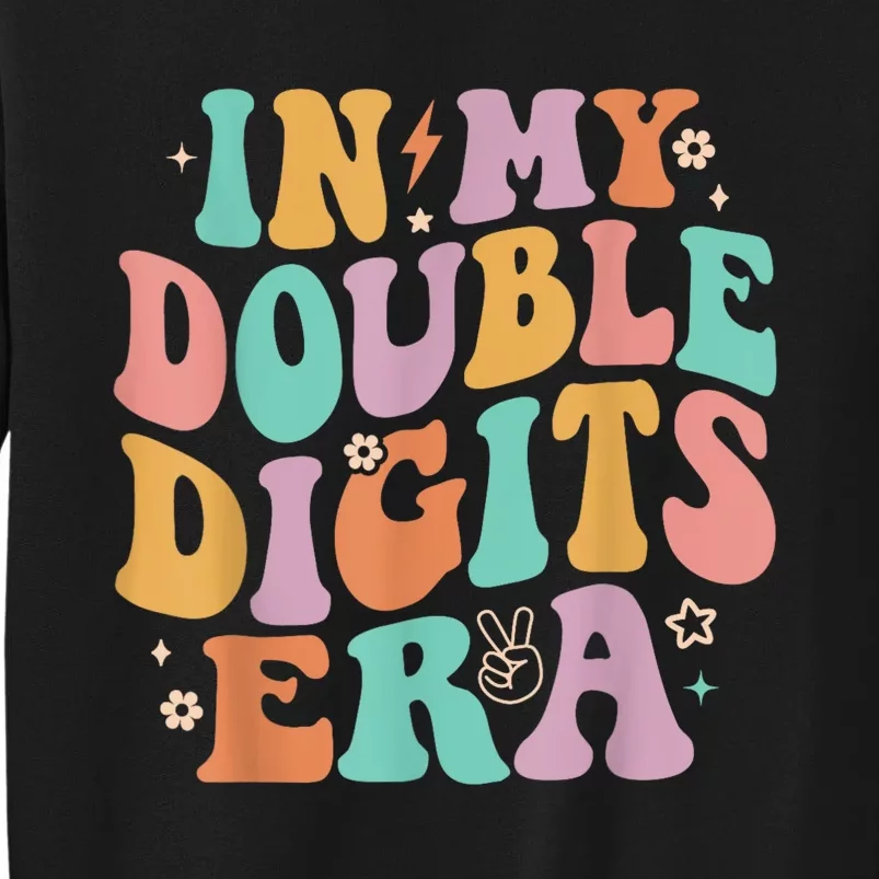 In My Double Digits Era Retro Groovy 10th Birthday Tall Sweatshirt