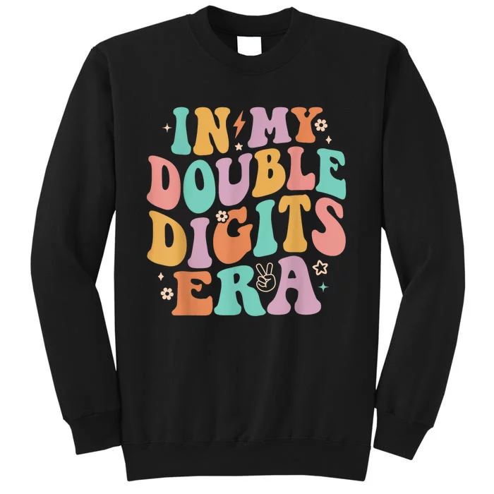 In My Double Digits Era Retro Groovy 10th Birthday Tall Sweatshirt