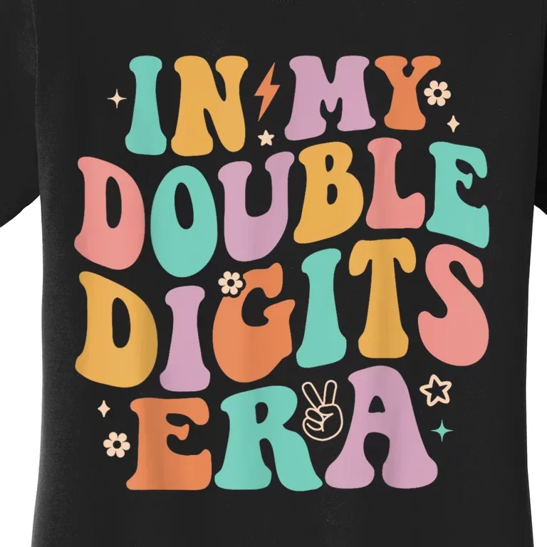 In My Double Digits Era Retro Groovy 10th Birthday Women's T-Shirt