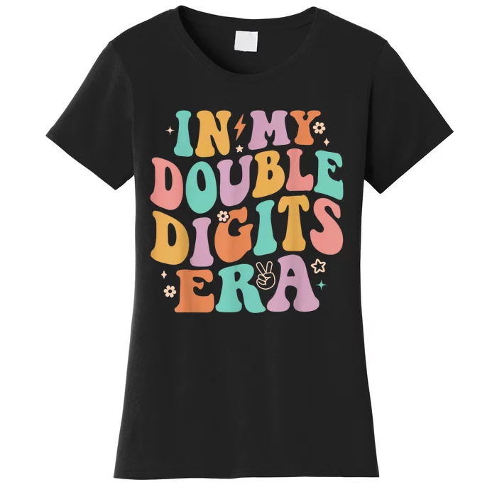 In My Double Digits Era Retro Groovy 10th Birthday Women's T-Shirt