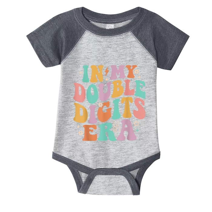 In My Double Digits Era Retro Groovy 10th Birthday Infant Baby Jersey Bodysuit