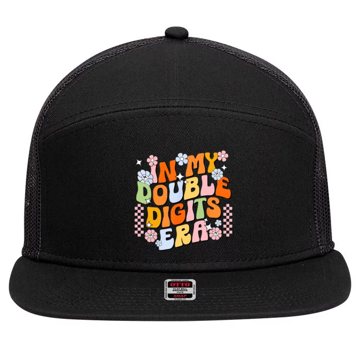 In My Double Digits Era Retro 10 Year Old 10th Birthday Girl 7 Panel Mesh Trucker Snapback Hat