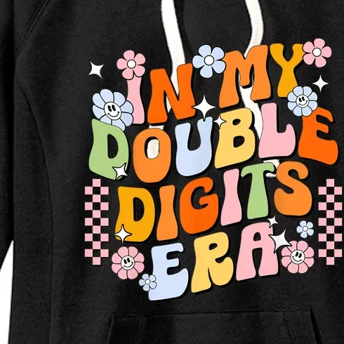 In My Double Digits Era Retro 10 Year Old 10th Birthday Girl Women's Fleece Hoodie