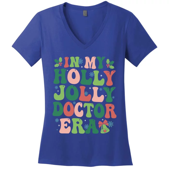 In My Doctor Era Christmas Party Season Pjm Occupation Gift Women's V-Neck T-Shirt