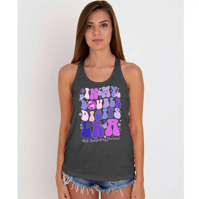 In My Double Digits Era Girls 10th Birthday Women's Knotted Racerback Tank