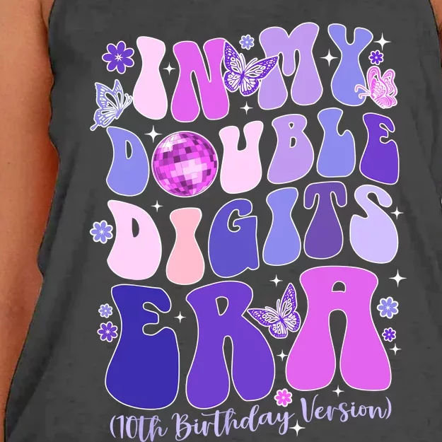 In My Double Digits Era Girls 10th Birthday Women's Knotted Racerback Tank