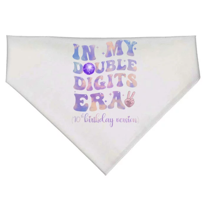 In My Double Digits Era 10th Birthday Version Groovy Retro USA-Made Doggie Bandana