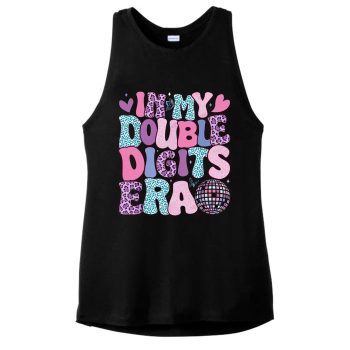 In My Double Digits Era Retro 10 Year Old 10th Birthday Girl Ladies Tri-Blend Wicking Tank