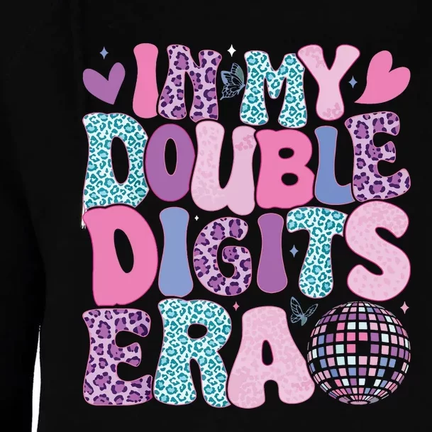 In My Double Digits Era Retro 10 Year Old 10th Birthday Girl Womens Funnel Neck Pullover Hood