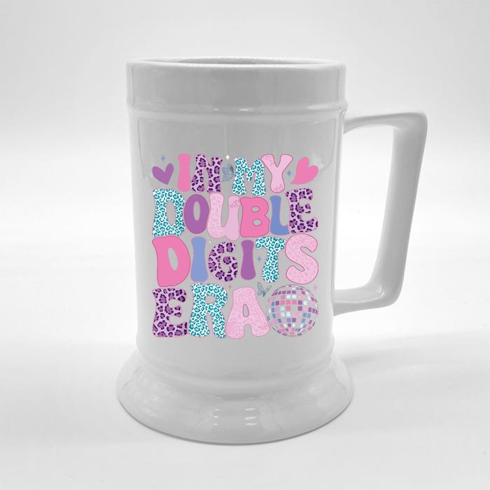 In My Double Digits Era Retro 10 Year Old 10th Birthday Girl Front & Back Beer Stein