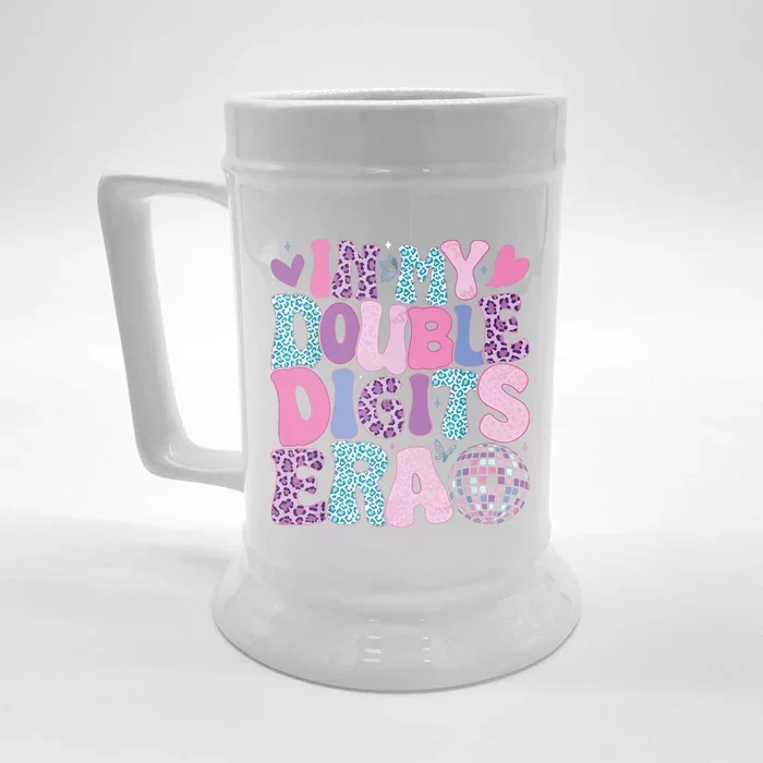 In My Double Digits Era Retro 10 Year Old 10th Birthday Girl Front & Back Beer Stein