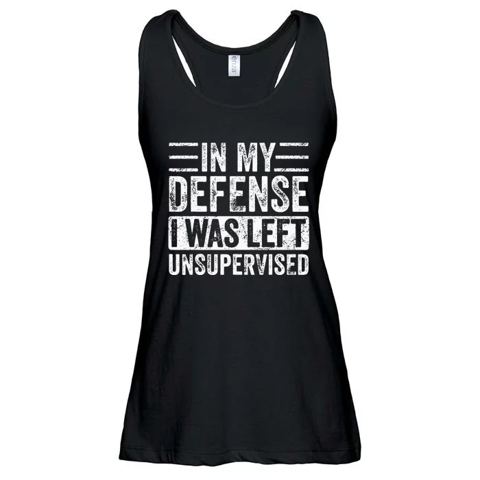 In My Defense I Was Left Unsupervised  Funny Retro Vintage Ladies Essential Flowy Tank