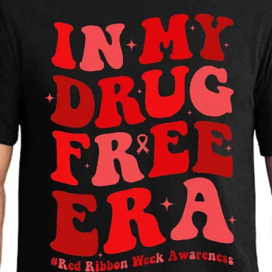 In My Drugs Free Era Funny Red Ribbon Week Awareness Pajama Set