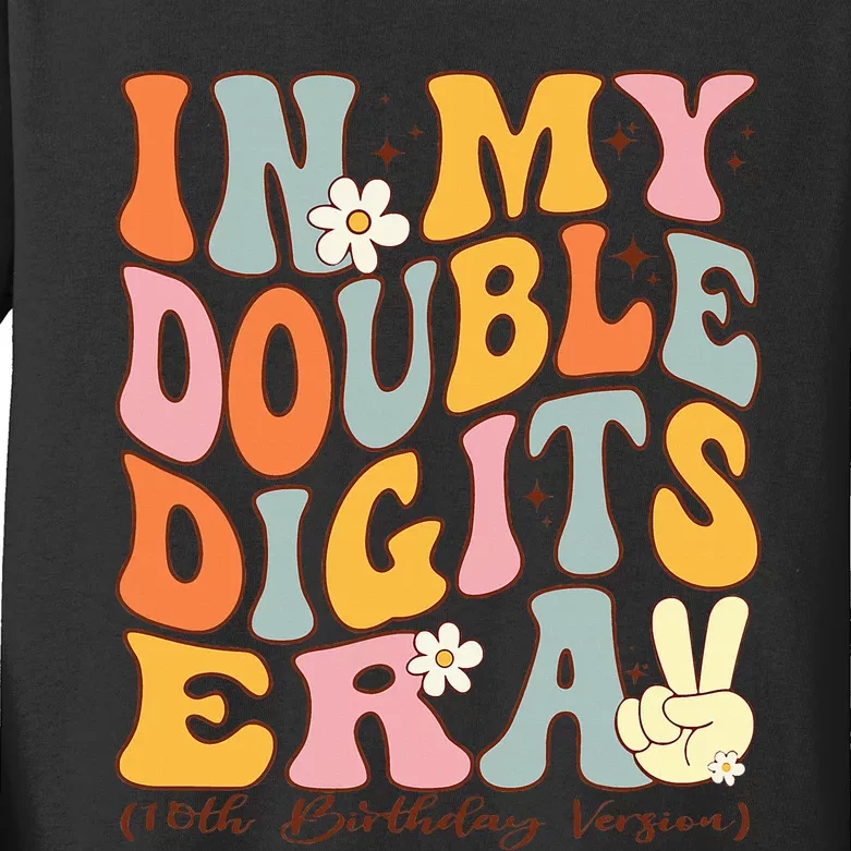 In My Double Digits Era 10th Birthday Kids Long Sleeve Shirt