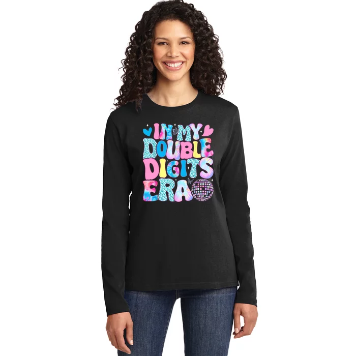 In My Double Digits Era Retro 10 Year Old 10th Birthday Girl Ladies Long Sleeve Shirt