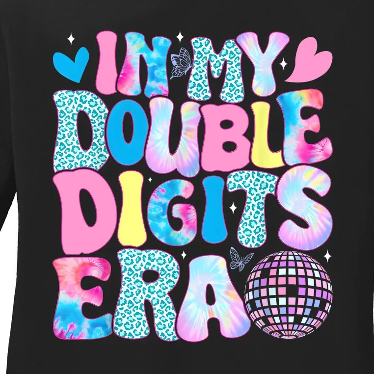 In My Double Digits Era Retro 10 Year Old 10th Birthday Girl Ladies Long Sleeve Shirt