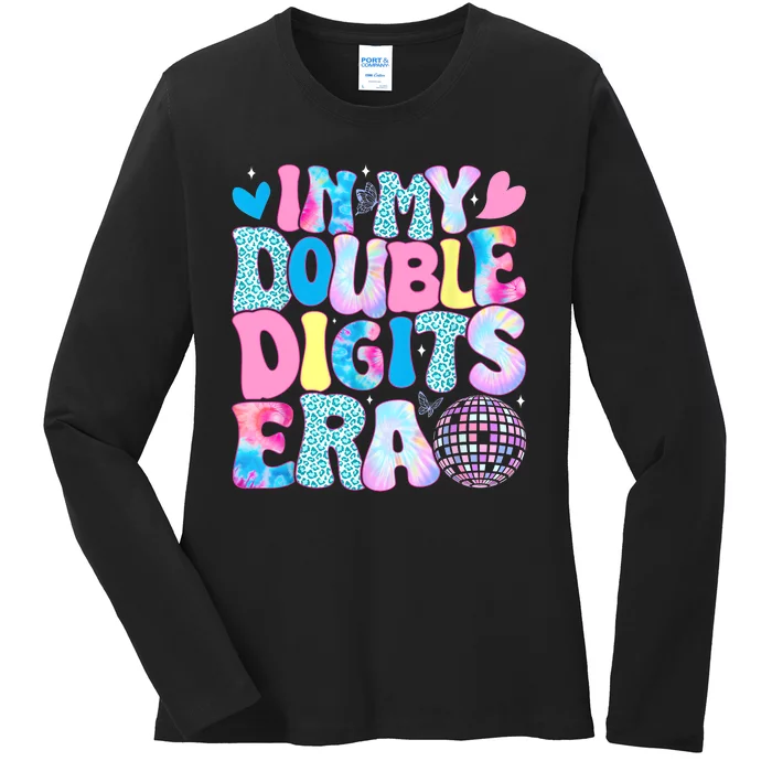 In My Double Digits Era Retro 10 Year Old 10th Birthday Girl Ladies Long Sleeve Shirt