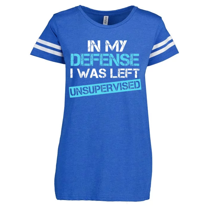 In My Defense I Was Left Unsupervised Funny Vintage Enza Ladies Jersey Football T-Shirt