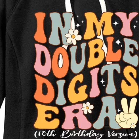 In My Double Digits Era 10th Birthday Groovy Retro Girl Boy Women's Fleece Hoodie