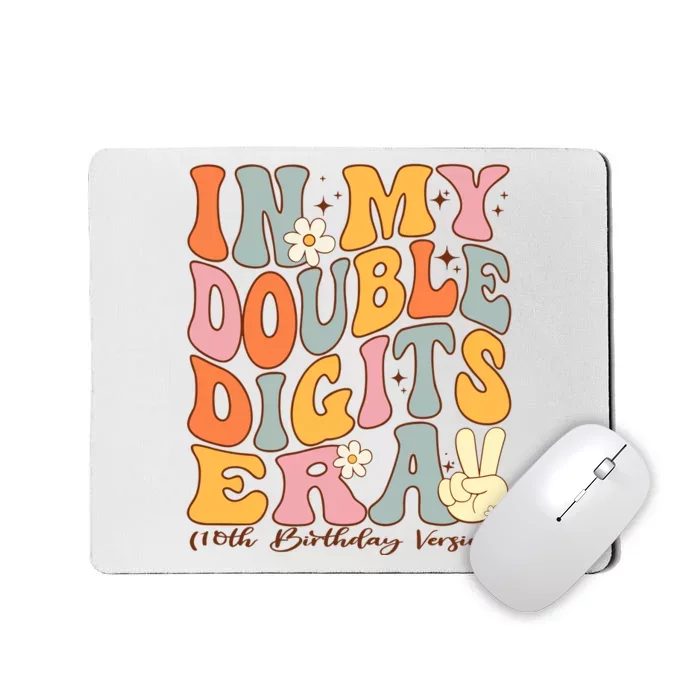 In My Double Digits Era 10th Birthday Groovy Retro Girl Boy Mousepad