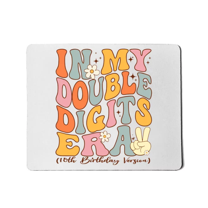 In My Double Digits Era 10th Birthday Groovy Retro Girl Boy Mousepad