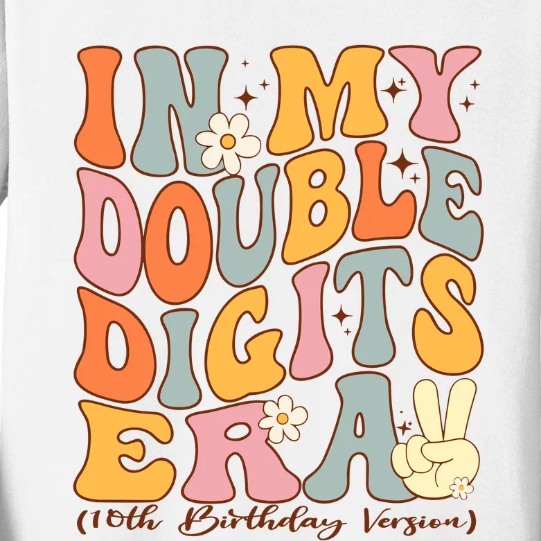 In My Double Digits Era 10th Birthday Groovy Retro Girl Boy Kids Long Sleeve Shirt