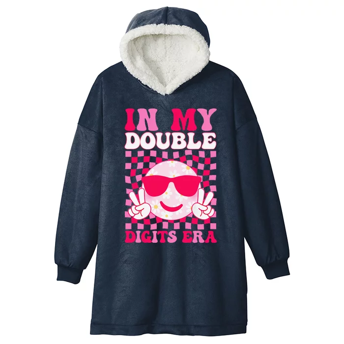 In My Double Digits Era Smile 10 Year Old 10th Birthday Girl Hooded Wearable Blanket