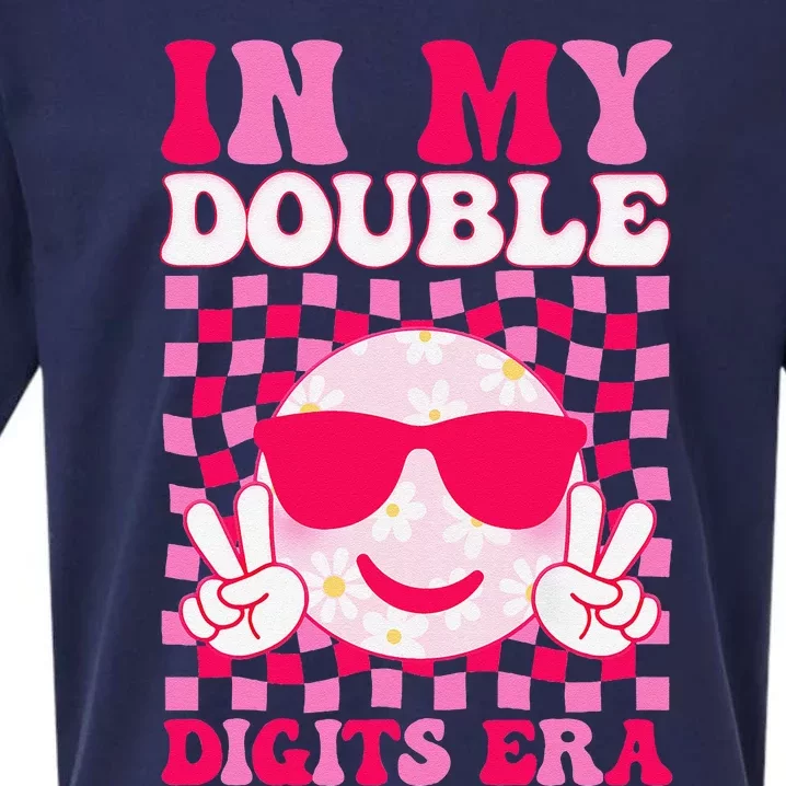 In My Double Digits Era Smile 10 Year Old 10th Birthday Girl Sueded Cloud Jersey T-Shirt