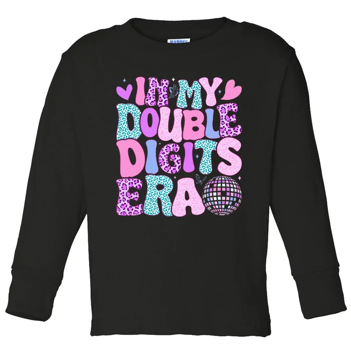 In My Double Digits Era Retro 10 Year Old 10th Birthday Toddler Long Sleeve Shirt