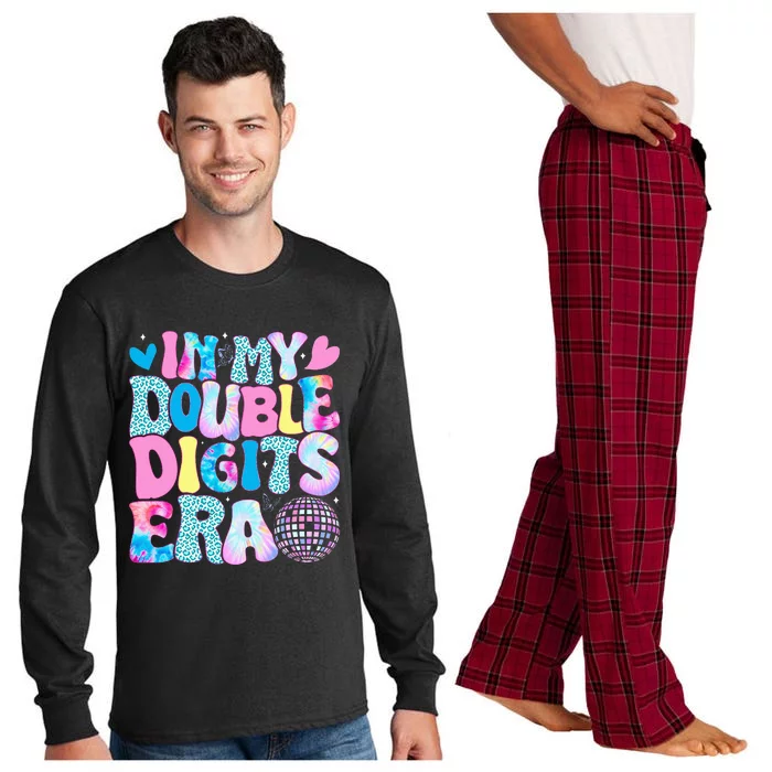 In My Double Digits Era Retro 10 Year Old 10th Birthday Girl Long Sleeve Pajama Set