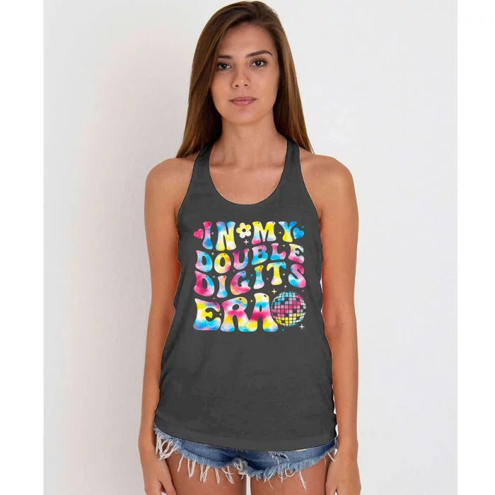 In My Double Digits Era 10th Birthday Party 10 Year Old Women's Knotted Racerback Tank